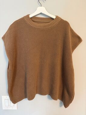 Frank & Eileen Camel Brown chunky Crew Neck Sweater Vest